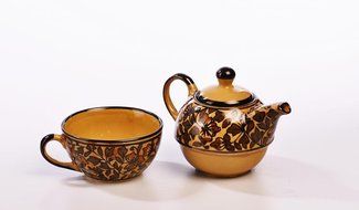 Cultural Concepts Heritage One Cup Kettle Total Ht. 14cm Cup Dia.10cm Cup Ht.5.5cm Golden Brown N Brown