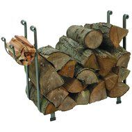 Enclume Rectangular Log Rack with Newspaper Rack, Hammered Steel