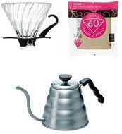Hario V60 - 1.2 Liter Kettle, Glass Dripper, Spoon &amp; 100 Filters All Sold Together N2
