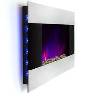 Golden Vantage 36" Wall Mount Electric Bedroom Heater Tempered Glass Fireplace w/ 3D Flame Log Set &amp; Remote Control N6