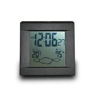 CNUALV Metal Solar Power Digital LCD Weather Station with Time,Temperature,Humidity,Clock Alarm Function (Gray) N8