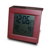 CNUALV Metal Solar Power Digital LCD Weather Station with Time,Temperature,Humidity,Clock Alarm Function (Gray) N10