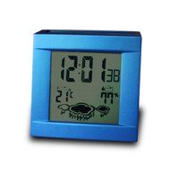 CNUALV Metal Solar Power Digital LCD Weather Station with Time,Temperature,Humidity,Clock Alarm Function (Gray) N11