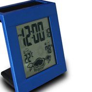 CNUALV Metal Solar Power Digital LCD Weather Station with Time,Temperature,Humidity,Clock Alarm Function (Gray) N12