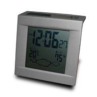 CNUALV Metal Solar Power Digital LCD Weather Station with Time,Temperature,Humidity,Clock Alarm Function (Gray) N13