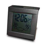 CNUALV Metal Solar Power Digital LCD Weather Station with Time,Temperature,Humidity,Clock Alarm Function (Gray) N15