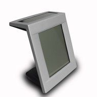 CNUALV Metal Solar Power Digital LCD Weather Station with Time,Temperature,Humidity,Clock Alarm Function (Gray) N21