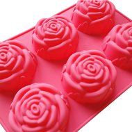 Seedan Silicone Baking Cups Cake Pan Muffin Tin Handmade Biscuit Chocolate Ice Cube Tray DIY Mold (Flower, Red... N9