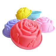 Seedan Silicone Baking Cups Cake Pan Muffin Tin Handmade Biscuit Chocolate Ice Cube Tray DIY Mold (Flower, Red... N12