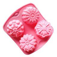 Seedan Silicone Baking Cups Cake Pan Muffin Tin Handmade Biscuit Chocolate Ice Cube Tray DIY Mold (Flower, Red... N15