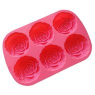 Seedan Silicone Baking Cups Cake Pan Muffin Tin Handmade Biscuit Chocolate Ice Cube Tray DIY Mold (Flower, Red... N16