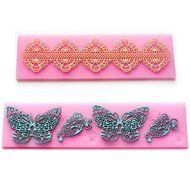 2x Lace Shaped Butterfly Flower Floral Silicone Mold Mould Fondant Cake Decoration Baking Tool #606 N3