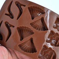 QINF 14 Holes With Silicone Oven Baked Chocolate Cake Mold Silicone Mold (High-Heeled Shoes, Fans, Bags)