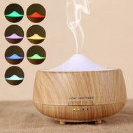 250ml Aromatherapy Essential Oil Diffuser, Wood Grain Ultrasonic Cool Mist Air Humidifier (dark wood grain) N3