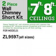 ZLINE 2-12 in. Short Chimney Pieces for 7 ft. to 8 ft. Ceilings