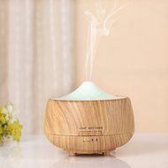 250ml Aromatherapy Essential Oil Diffuser, Wood Grain Ultrasonic Cool Mist Air Humidifier (dark wood grain) N4