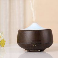 250ml Aromatherapy Essential Oil Diffuser, Wood Grain Ultrasonic Cool Mist Air Humidifier (dark wood grain) N5