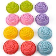 Autek 12 Pieces DIY Baking Silicone Rose Cake Cups Mold (Random Color)