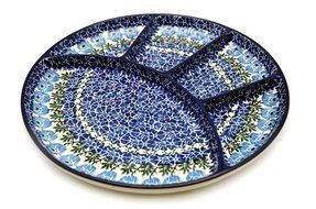 Polish Pottery Dish - Divided Appetizer - Antique Rose