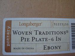 Longaberger Woven Traditions Pie Plate - 6 Inches - Ebony N2