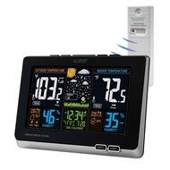 Ochi&amp;Moji Weather Clocks Atomic Wireless Digital Station Color Forecast Station with Temperature Alerts