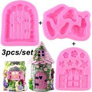 Mujiang Enchanted Vintage Fairy Garden Fairy Gnome Home Door Snail Silicone Chocolate Fondant Molds for Crafting... N3