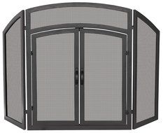 UniFlame 3-Fold Black Wrought Iron Arch Top with Doors