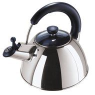Oggi Satin Stainless Steel Whistling Tea Kettle with Glass Lid, 2.5 L