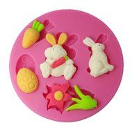 FOUR-C Silicone Sugarpaste Mold Rabbit Cup Cake Topper Color Pink N2