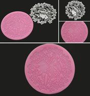 FOUR-C Baking Supplies Sweet Lace Mat Silicone Mold for Cake Making Color Pink