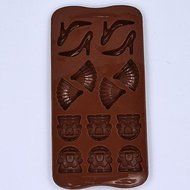 QINF 14 Holes With Silicone Oven Baked Chocolate Cake Mold Silicone Mold (High-Heeled Shoes, Fans, Bags) N3