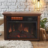 Best Choice Products Large Room Infrared Quartz Electric Fireplace Heater Honey Oak Finish w/ Remote N3