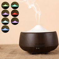 250ml Aromatherapy Essential Oil Diffuser, Wood Grain Ultrasonic Cool Mist Air Humidifier (dark wood grain) N7