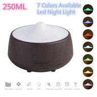 250ml Aromatherapy Essential Oil Diffuser, Wood Grain Ultrasonic Cool Mist Air Humidifier (dark wood grain) N10