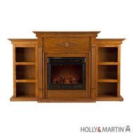 Tennyson Electric Fireplace w/ Bookcases - Glazed Pine N3