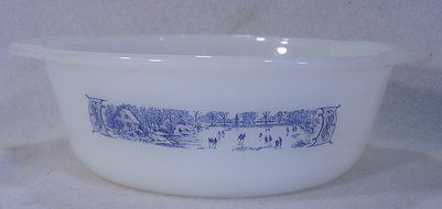 Glasbake Currier and Ives 7" Round Casserole