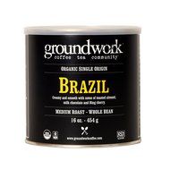 Groundwork Coffee, Organic Brazil, Whole Bean, 16-Ounce Cans (Pack of 2)