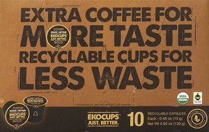 EKOCUPS Organic Artisan Coffee Bold, Dark roast for Keurig K-cup single serve Brewers, 0.5 Ounce, 10 count N4