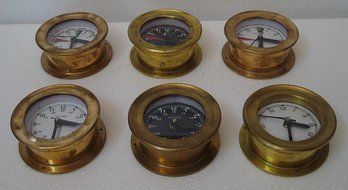 6 pcs U.S. Navy BRASS Marine WALL Clock - Little One- 100% SATISFACTION - Marine / Nautical / Boat / Maritime N5