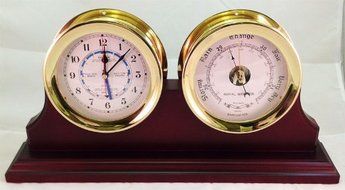 Brass 7 Inch Dual Tide and Time and Barometer Clock Set