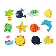 ASDOMO Colorful Kid Baby Wood Cartoon Fridge Magnet Child Educational Toy 1 Set 12 PCS Colors Sent at Random