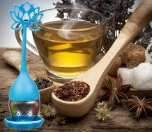Lotus Flower Loose Leaf long-handled Tea Infuser - Genuine Best Tea Scoop Strainer for Herbal, Weight-Loss, Detox... N3