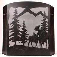 Small Fireplace Screen Moose Scene With Kodiak Finish