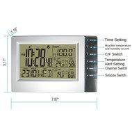 DYKIE RS8718SN Wireless Weather Station with 2 Transmitters Digital Alarm Clock Indoor/Outdoor Thermometer Hygrometer