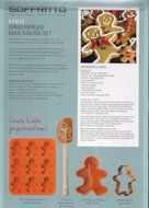 4 Piece Gingerbread Man Baking Set Includes a 9 Hole Gingerbread Man Silicon Baking Tray, Wooden Spatula, Gingerbread...