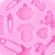4 pcs Silicone Cake Decoration Fondant Bakeware Mould Mold Birthday Party Baby and Cartoon Themed [version:x7.8... N9