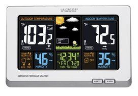 La Crosse Technology 308-1414B Wireless Atomic Digital Color Forecast Station with Alerts, Black N5