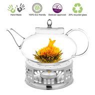 Teapot Set Flowering Tea Glass Teapot Gift Set Harmony 42 Oz / 1242 Ml with Stainless Steel Tea Warmer Alex Tea... N28