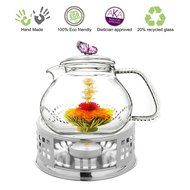 Teapot Set Flowering Tea Glass Teapot Gift Set Harmony 42 Oz / 1242 Ml with Stainless Steel Tea Warmer Alex Tea... N29