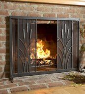 Plow &amp; Hearth Cattail Fire Screen with Sliding Doors, 38'' x 31''